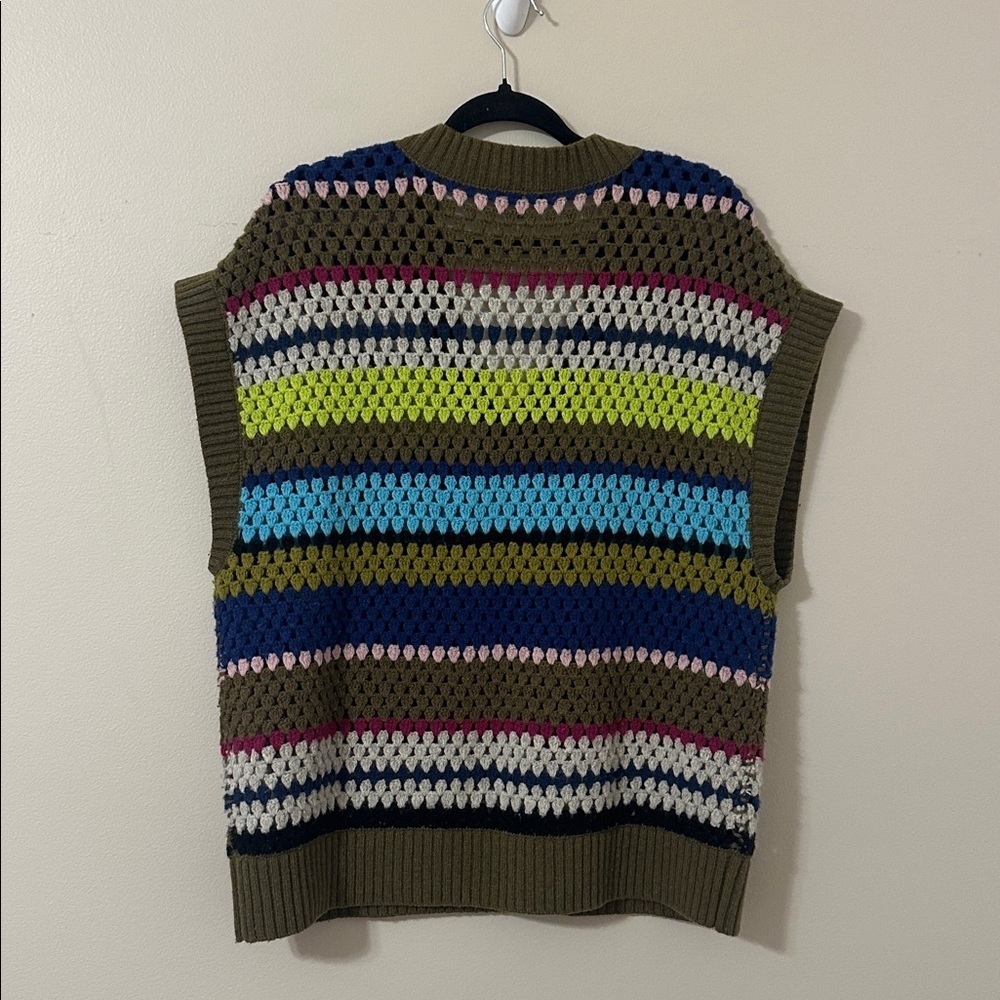 Baum Und Pferdgarten Colette Crochet Striped Wool Knit Sweater Vest Sz Medium - Picture 7 of 13